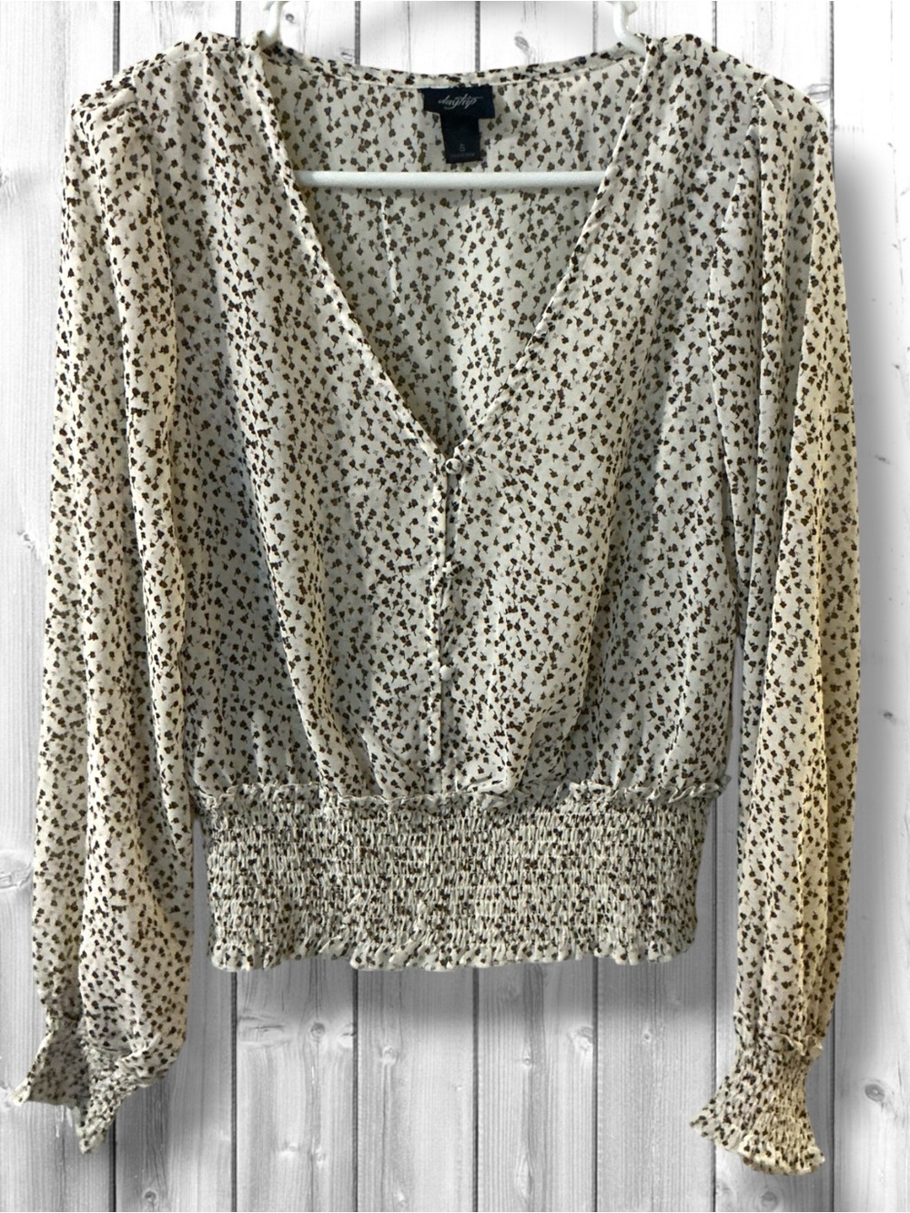 🌷Daytrip Cream Blouse with Brown Micro Floral Print